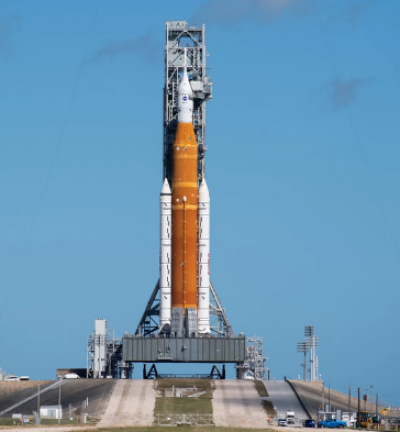 SLS rocket from NASA appears prepared for the crewed Artemis 2 mission