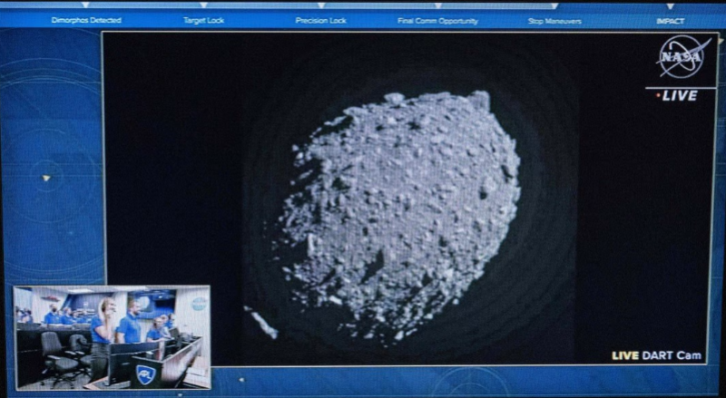 Nasa’s Dart spacecraft strikes asteroid in test of defense against killer space rocks