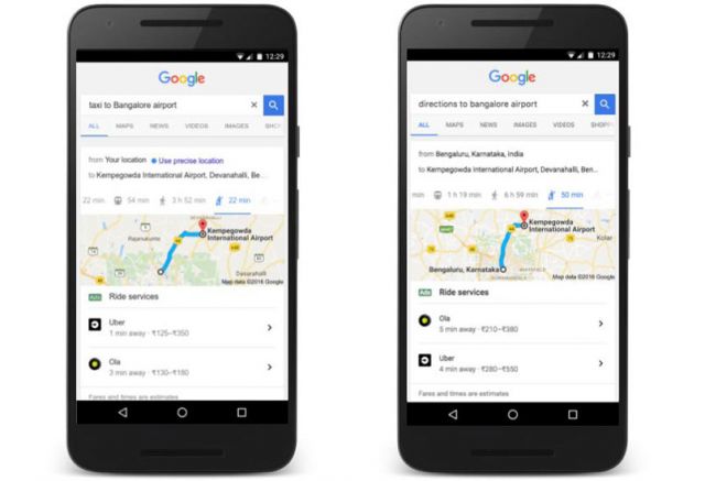 New technology that will help you book cabs and taxi on google search !