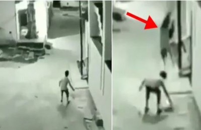God's miracle! child fell from roof but did not get any scratch