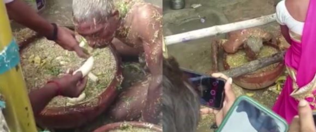 VIDEO: Have you seen this strange man, known as 'Bhainsasur', who also eats cattle straw food
