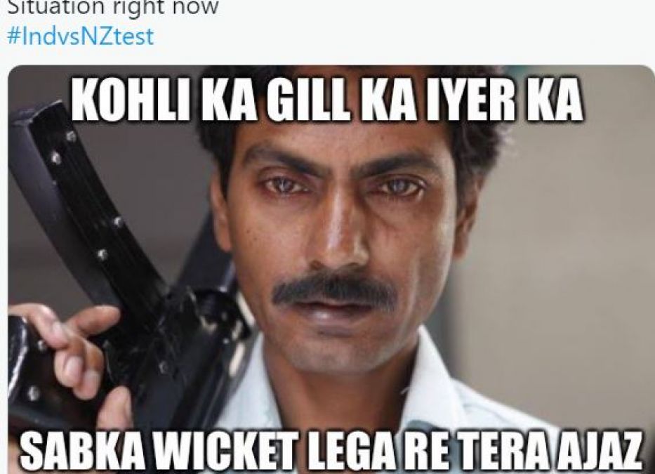 A flurry of memes started as soon as Ejaz Patel created history.