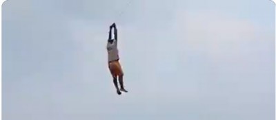 VIDEO: Man flew with kite, people left watching