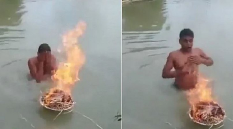 In order to escape cold, watch this young man's trick to bath