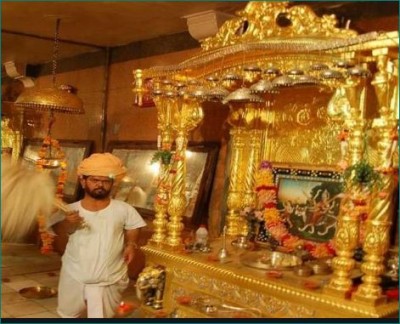 Saffron comes out of flame in Aai Mata's Temple of Bilara