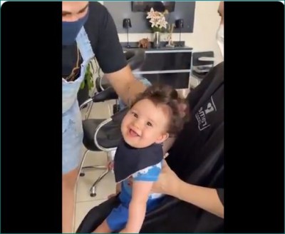 Video: 6-month-old baby gets the first haircut, reaction goes viral