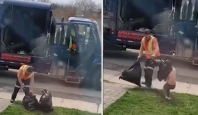 Video: Cleaner was picking up garbage kept on the road, suddenly shocking incident happened
