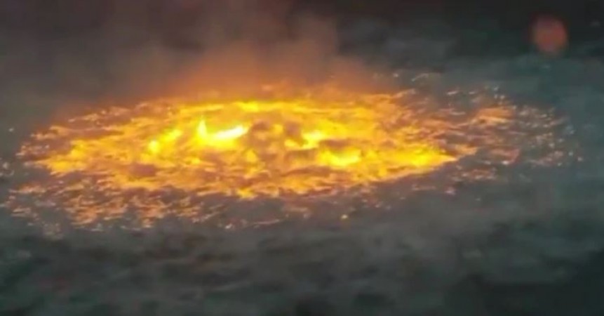 Miracle: Fire erupts in water, people stunned to see video